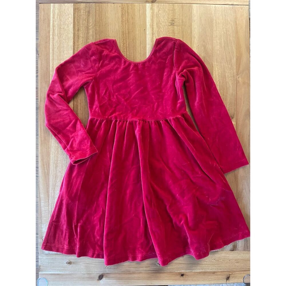 Hanna Andersson Girls Red Velour Skater Dress Size 6-7 (120cm) Party Knee Length